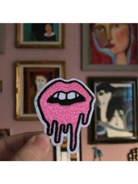 Costume Baldor Patch Lips Dripping Drooling Mouth Embroidered